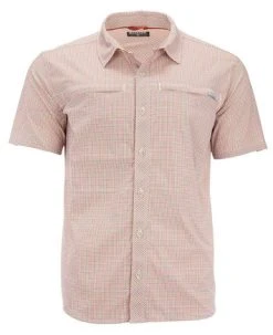 Simms Stone Cold Short Sleeve Shirt - Smoked Salmon Morada Plaid - X-Large